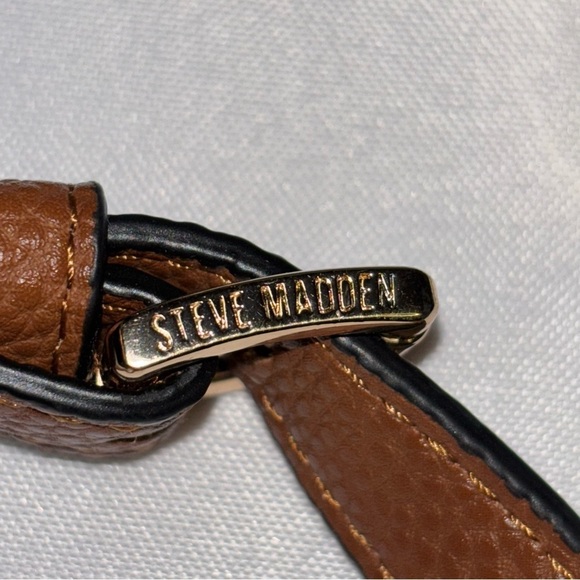 STEVE MADDEN Brown Replacement Pebbled Faux Leather Crossbody Strap Gold Hdware main image 9